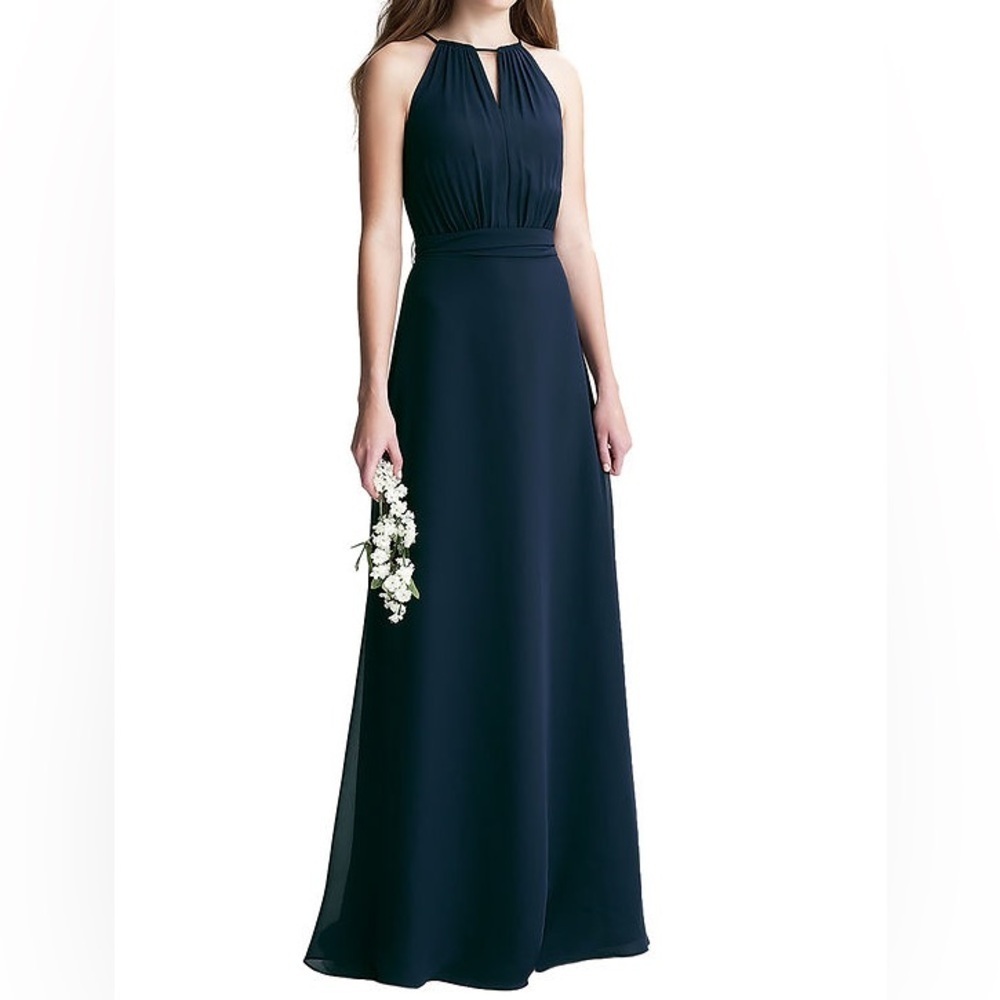 Bill Levkoff Bridesmaid Chiffon Maxi Dress in Navy Women’s Size 2